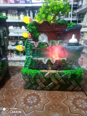 Desktop Indoor Rockery Fountain With Waterwheel and Led Lighting.