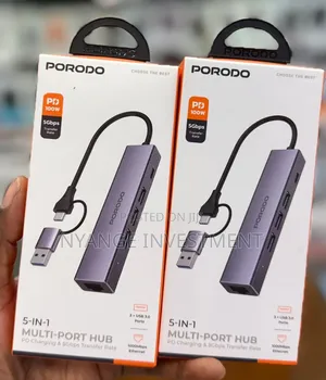 Porodo 5-in-1 Multi-Port Hub With 100w Pd Charging Port, . Hub 5in1