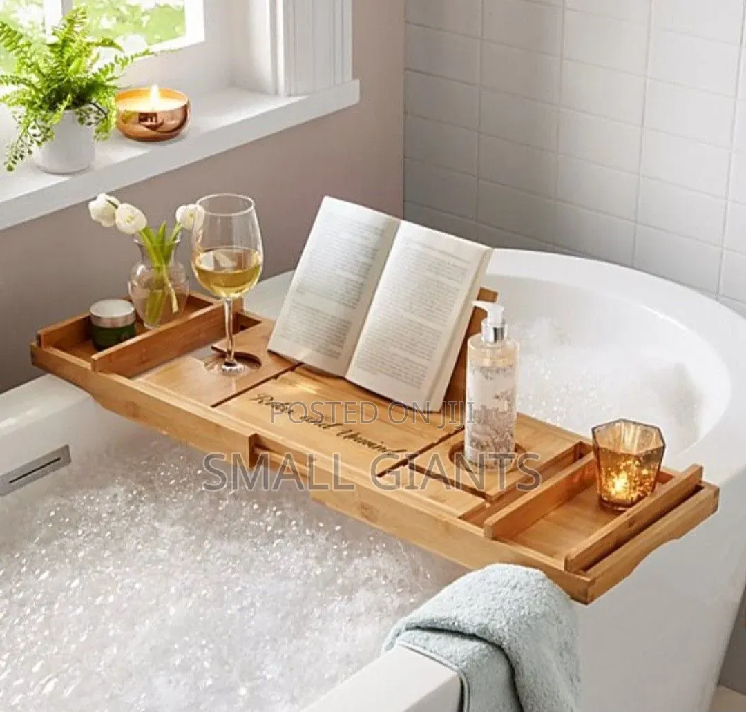 Expandable Bamboo Bathtub Caddy Tray