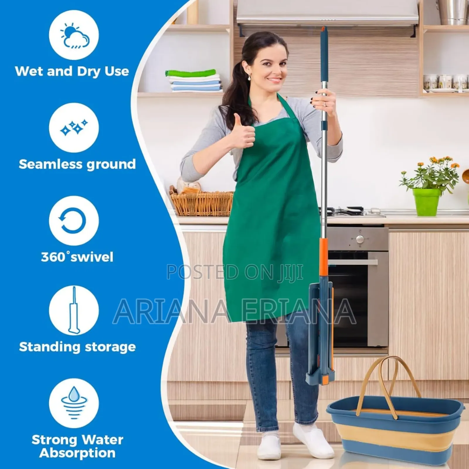 360° Rotating Hands Free Microfiber Flat Floor Mop With a Foldable