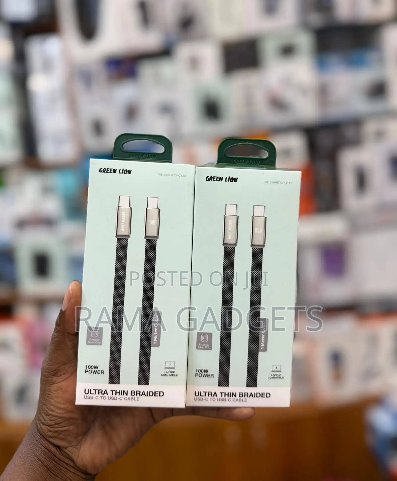 Ultra Thin Braided Usb-C to Usb-C Cable in Black Featuring 100w