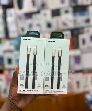 Ultra Thin Braided Usb-C to Usb-C Cable in Black Featuring 100w