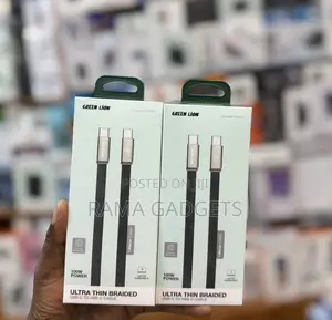 Ultra Thin Braided Usb-C to Usb-C Cable in Black Featuring 100w