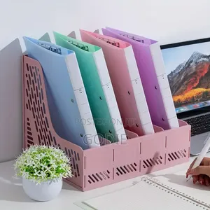 4-Compartment Plastic Desktop File Organizer