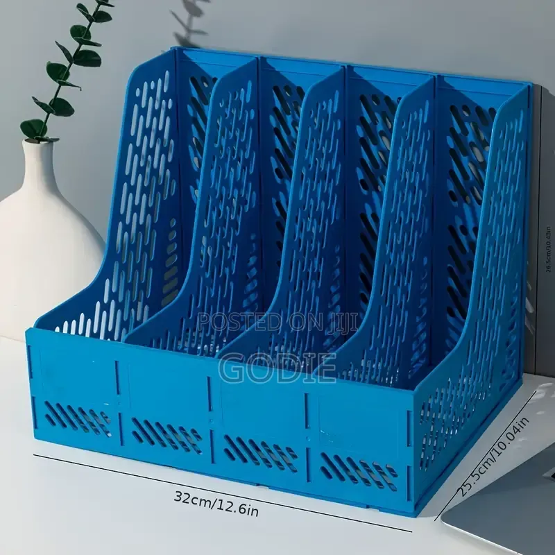4-Compartment Plastic Desktop File Organizer