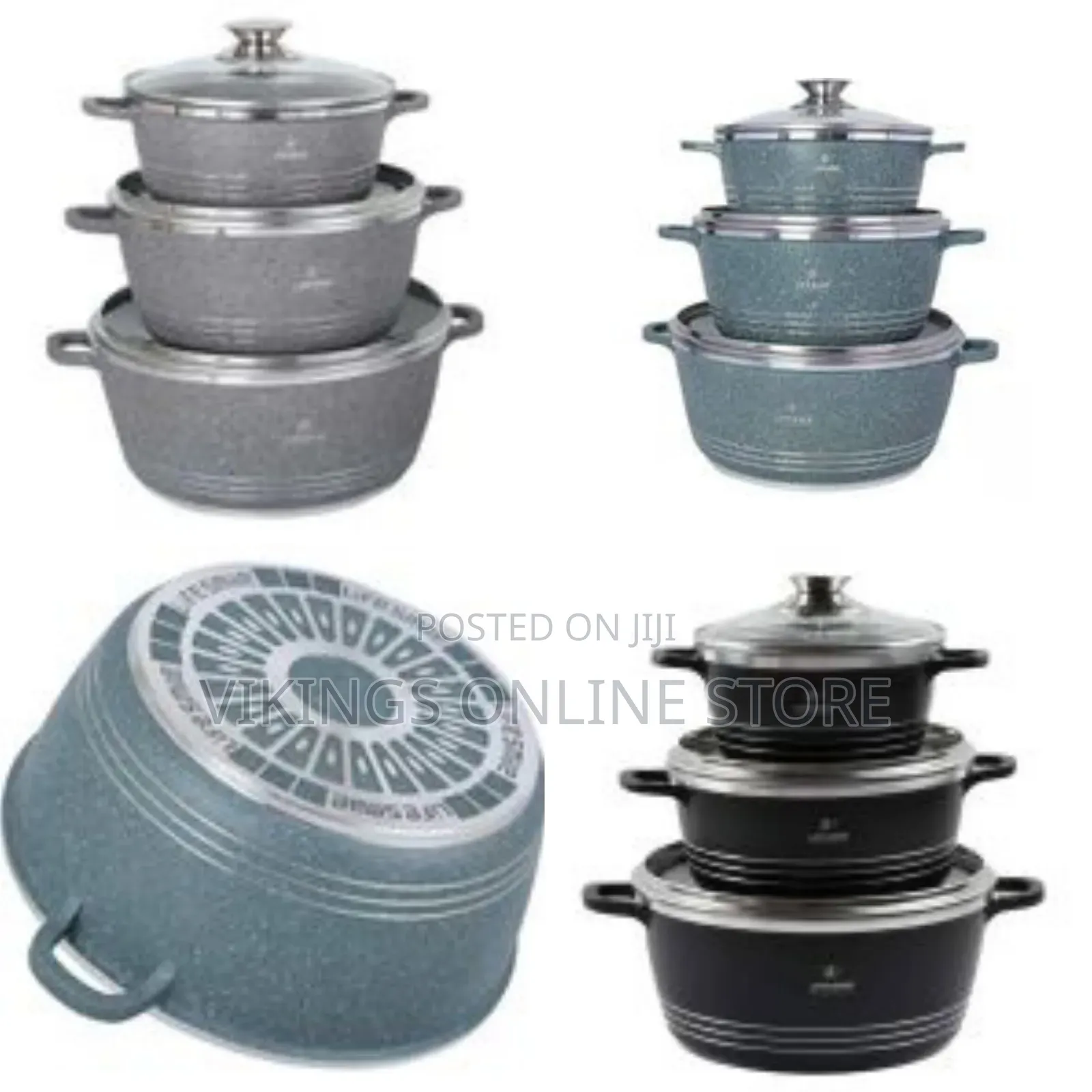 Life Smile 3 Pieces of Non Stick Serving Saucepans Cookware-Multicolor