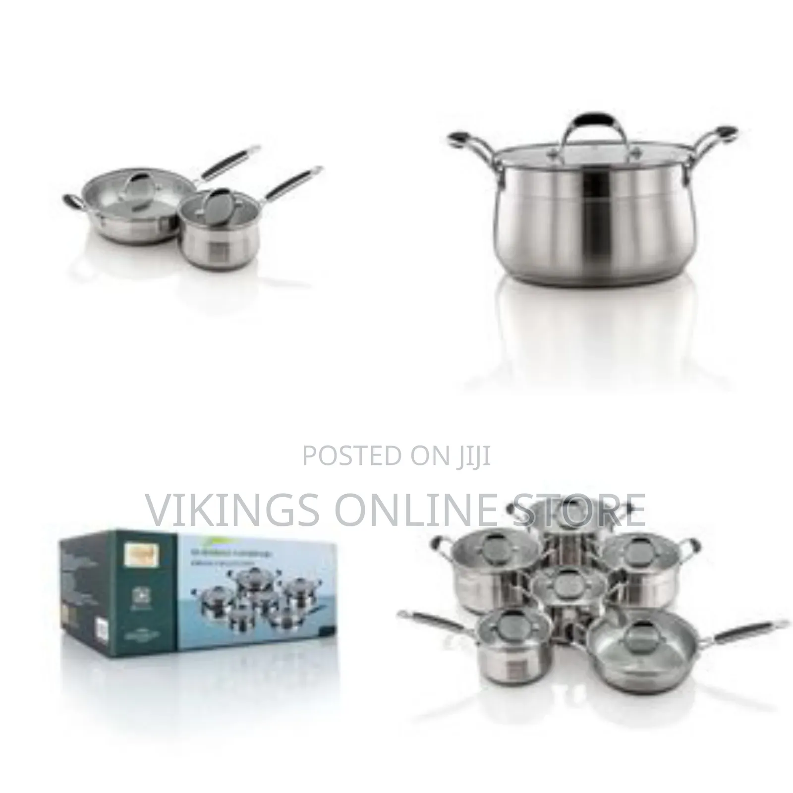 12 Pieces Stainless Steel Saucepans Cookware Pots Pans- Silver