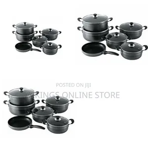 Tornado 11 Piece Non-Stick Saucepans Cookware Dishes Pots- Black