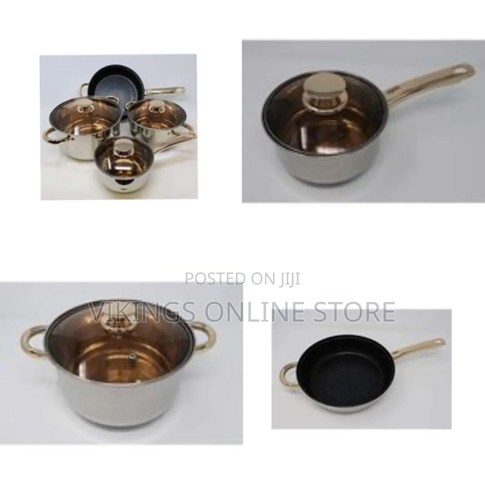 7 PCS Stainless Steel Induction Casserole Saucepans Pots Cookware Set
