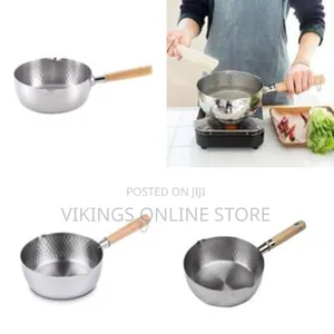 26cm Stainless Steel Wok Pot Milk Saucepan With Wooden Handle, Silver
