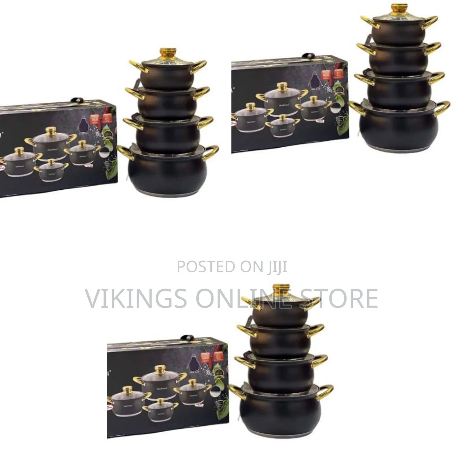 4 Piece Non-Stick Serving Dishes Saucepans Cookware Pots - Black