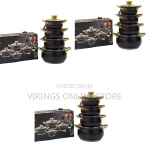 4 Piece Non-Stick Serving Dishes Saucepans Cookware Pots - Black