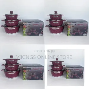 3 Pieces of Non-Stick Serving/Saucepans/Cookware- 24x28x32cm -Maroon