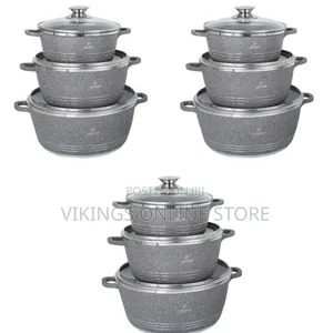Life Smile 3 Piece Non-Stick Saucepan Cookware Pots, Grey