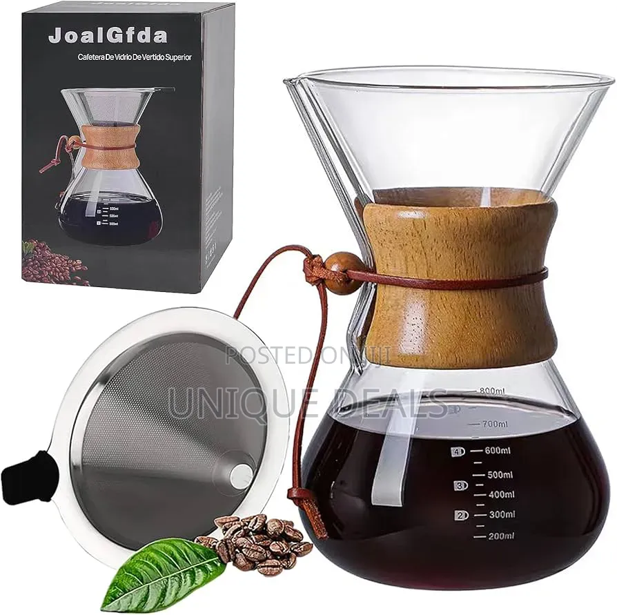 600ml Pour-Over Coffee Maker Pot With a Stainless Steel Filter
