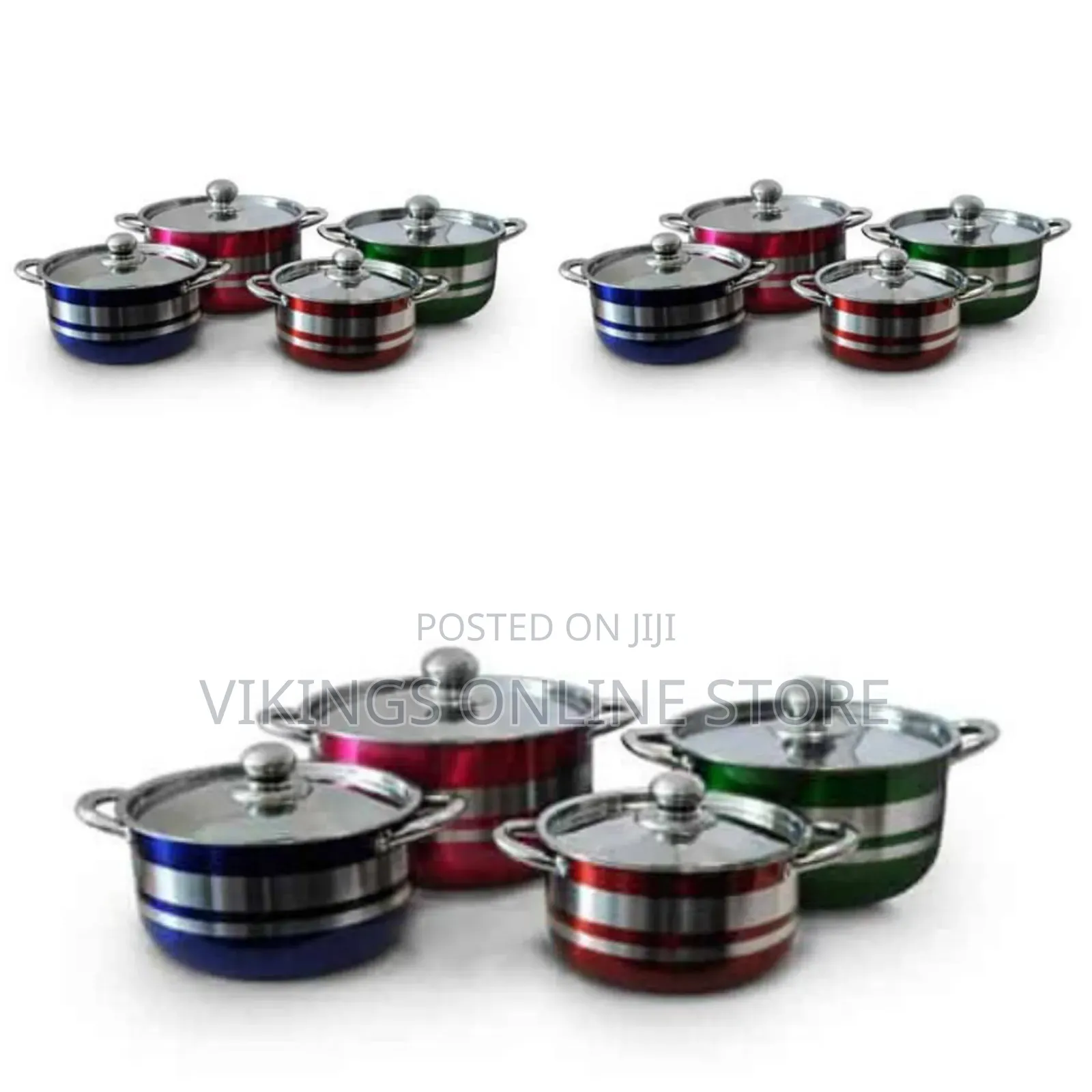 8 Piece Stainless Steel Saucepans Cookware Pots, Multi-Colours