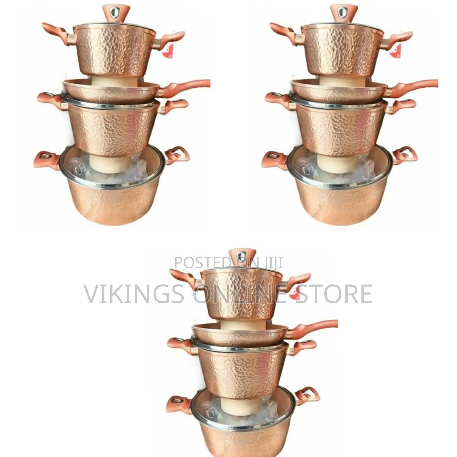 7 Piece Non-Stick Serving Dishes Saucepans Cookware - Orange