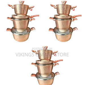 7 Piece Non-Stick Serving Dishes Saucepans Cookware - Orange