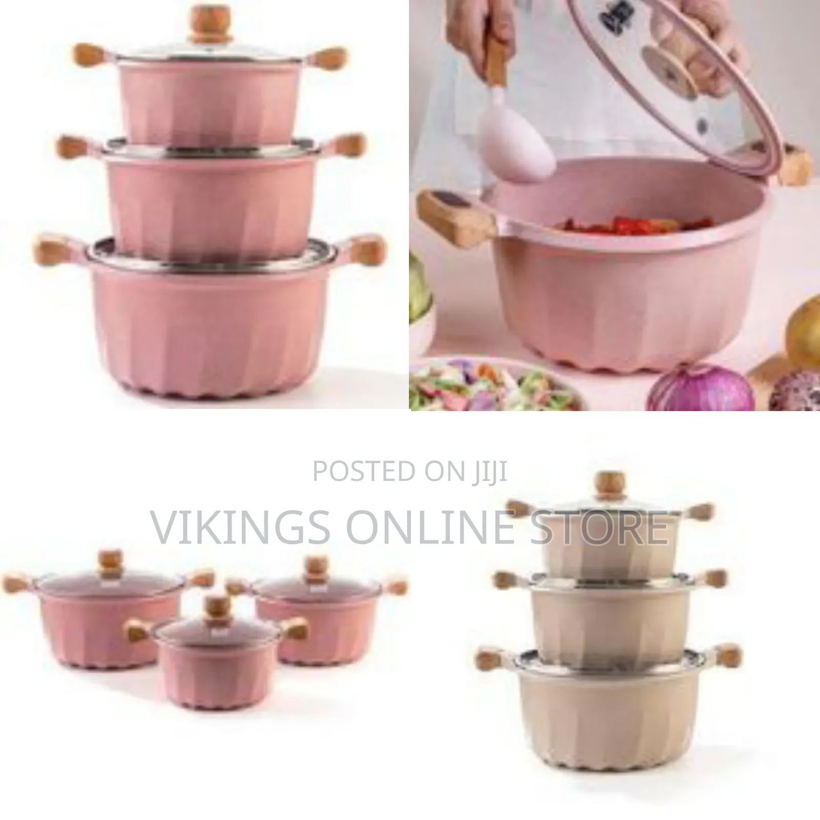 3pcs Of Stock Pot With Lid, Granite Cooking Pot