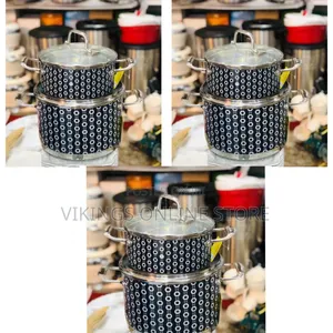 2 Pieces of Dotted Enameled Stockpot With Glass Lid Durable Enamelware