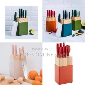 6-pc Kitchen Scissor And Knife Set With Wooden Storage Block Organizer