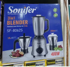 Sonifer Sf-8062 3-in-1 Blender With a Stainless Steel Mixing Cup