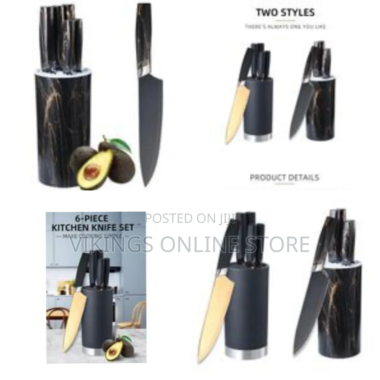 6pcs Kitchen Set Chef Knife Bread Fruit Knife Cylinder Holder
