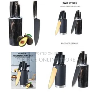 6pcs Kitchen Set Chef Knife Bread Fruit Knife Cylinder Holder