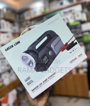 Green Lion Savior 12v Jump Starter in Gray.