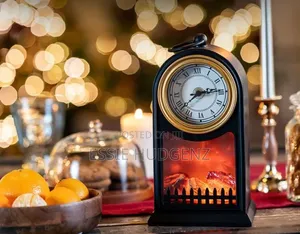 Led Fire Place With Clock