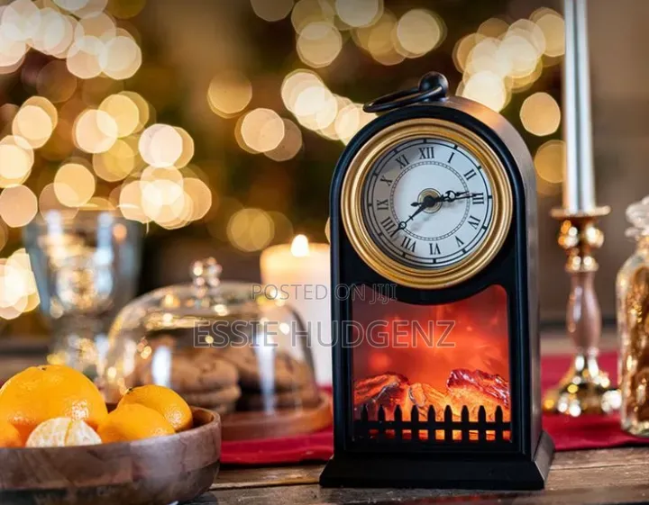 Led Fire Place With Clock