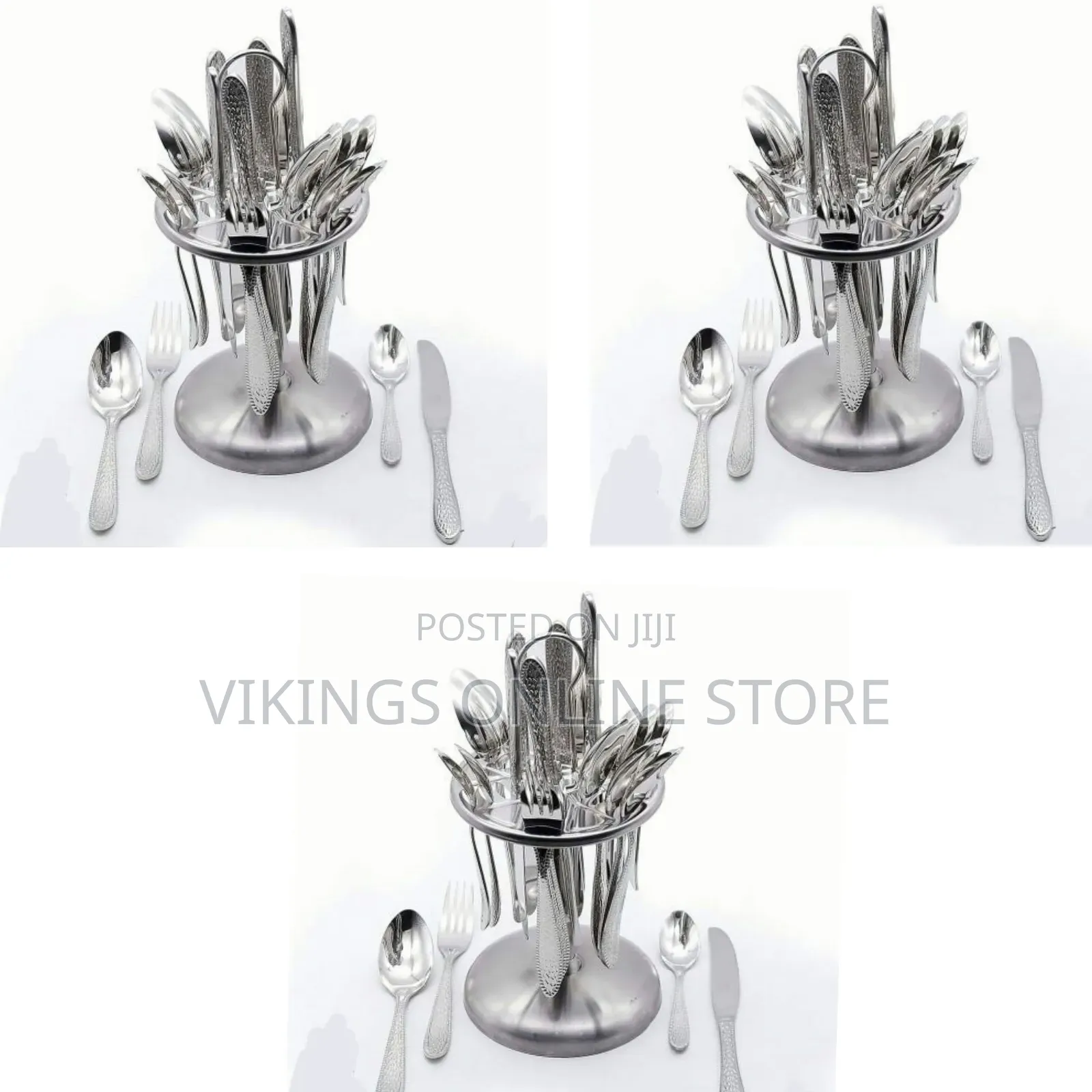24 PCS Plain Dinner Cutlery (Forks,Spoons Knieves) With a Stand