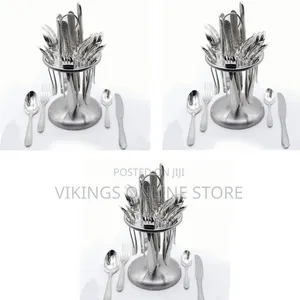 24 PCS Plain Dinner Cutlery (Forks,Spoons Knieves) With a Stand