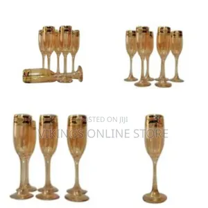 Gold Lead-Free Juice, Champagne Wine Glasses- 6 Pieces,Brown