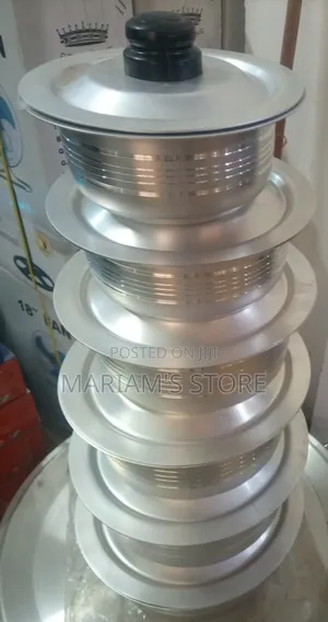 Aluminum Cooking Pots, Often Referred to as a "Sufulia" Set With Lids.
