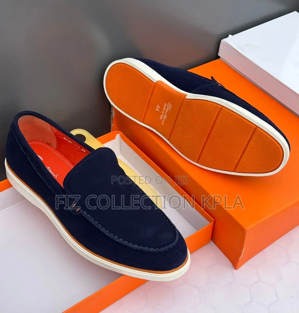 Santoni Navy Suede