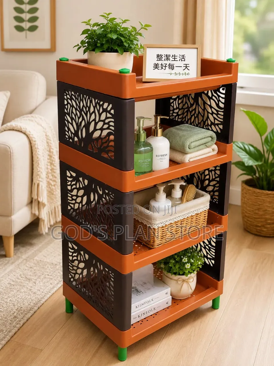 Home Bedside Snack Bedroom Kitchen Plastic Shelf 4 Tier Storage Rack