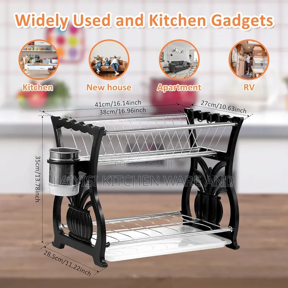 Large Capacity Dish Drying Rack 2 Tier Kitchen Rack Stainless Steel