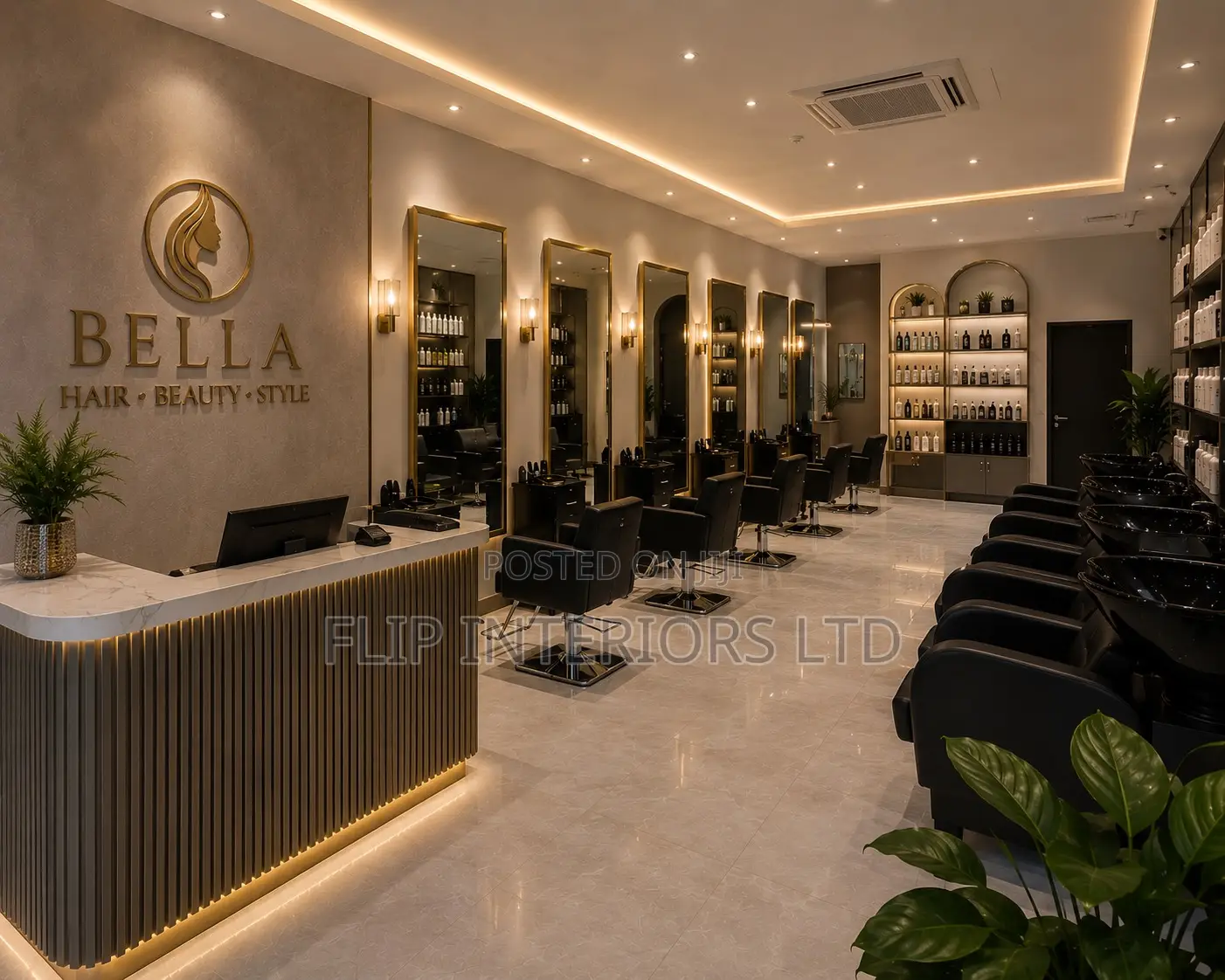 Elegant Salon Wall Ceiling Finishing