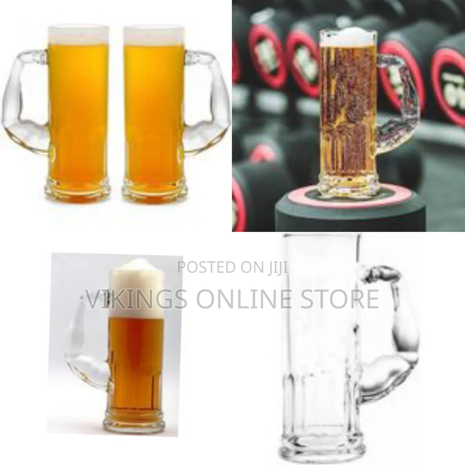 Large Glass Muscle Beer Mug Solid Heavy Base Clear Drinking Glass Beer