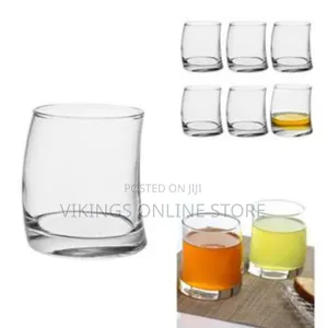 6 Pieces of Curved Whisky Glasses - Colorless
