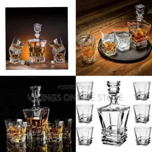 Premium Crystal Clear 7pcs Bar Set, 1 Decanter Bottle(850ml) With 6