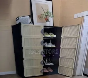 Modern Plastic and Metal Foldable Shoe Cabinet,