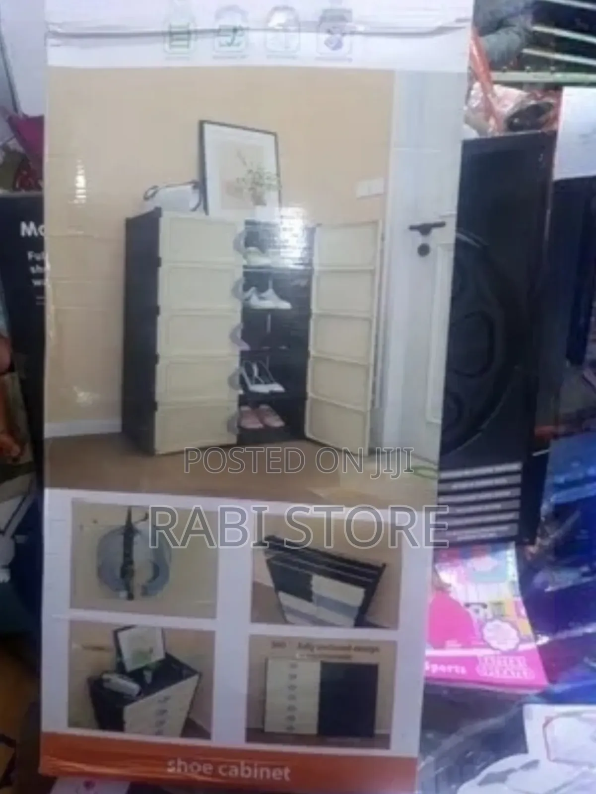 Modern Plastic and Metal Foldable Shoe Cabinet,
