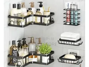 5-Piece Black Stainless Steel Corner Shower Caddy Set