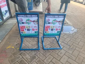 Metallic Sign Post, Mobile Money Signage, Business Banner, Posters