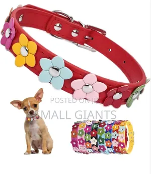 Dog Leather Collars With Fancy Pretty Colorful Flowers