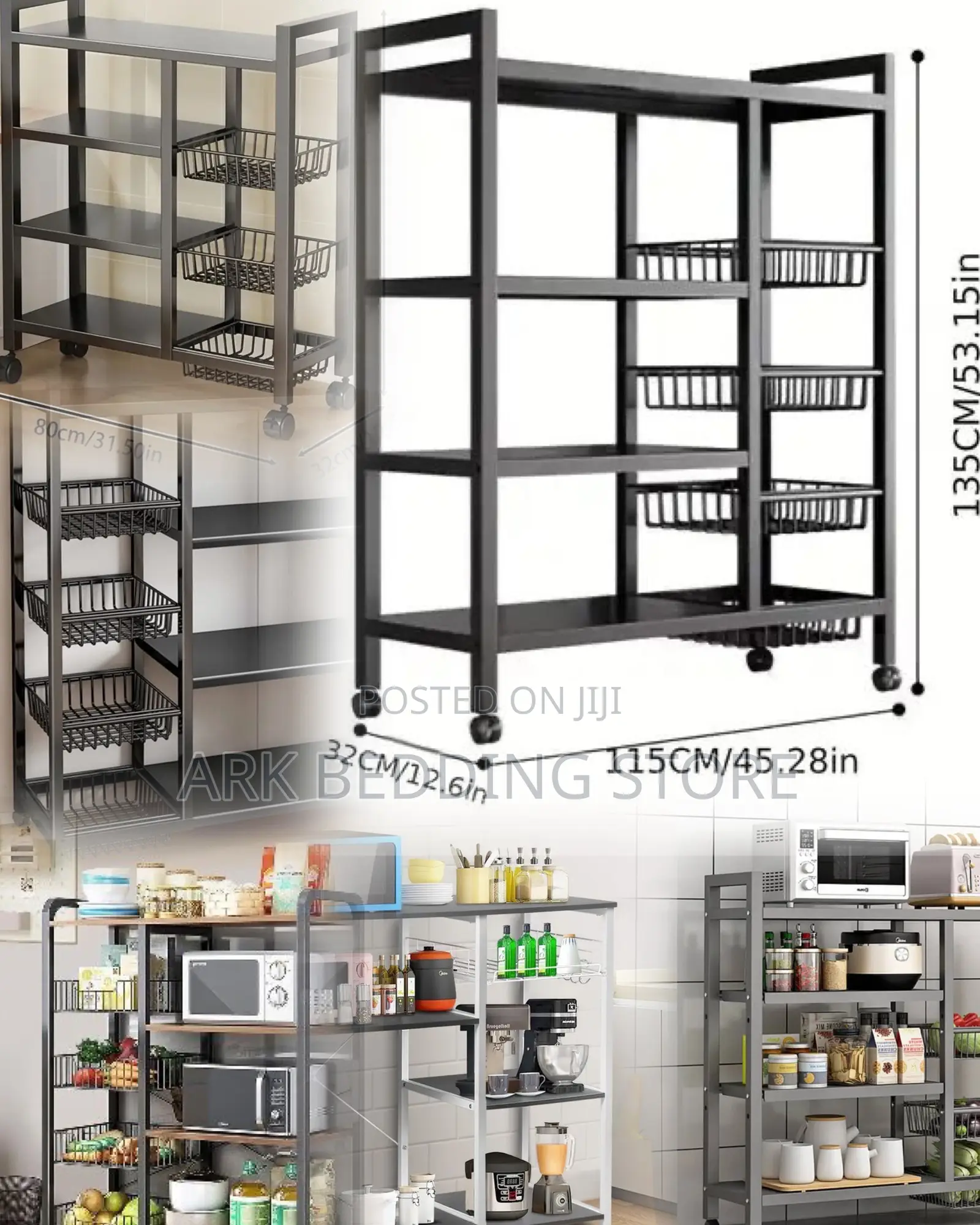 Morden Rolling Storage Unit With Mixed Shelves