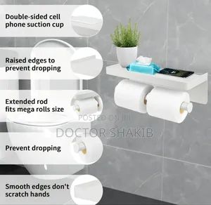 Bathlux White Bathroom Double Toilet Roll Holder