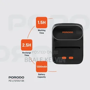 Porodo Super Hd Thermal Printer 58mm Label Printer With Bluetooth